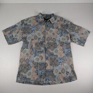 Tori Richard Hawaiian Shirt Men's Size Large Blue Short Sleeve Paisley Casual